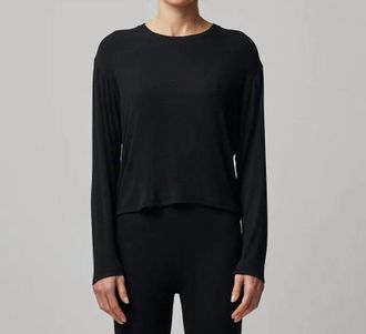 ATM Anthony Thomas Melillo Modal Rib Long Sleeve Boxy Tee In Black