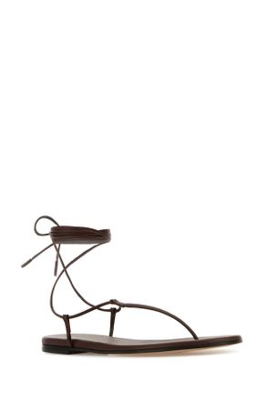 Gianvito Rossi Womens Brown Nappa Leather Gwyneth Thong Sandals Sandali