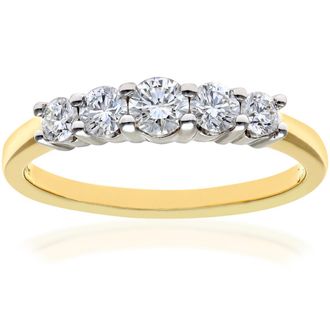 Diamant L'éternel Womens Eternity Ring, 18ct Yellow Gold IJ/I Round Brilliant Certified Diamond 0.50ct Weight - Size L