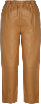 Pinko Pinko - Leren broek - Dames - Broeken - Bruin - Maat: 4XS Leer