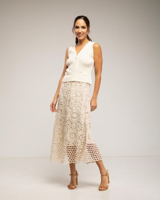 Tantra Midi-rok van gehaakt materiaal met elastische taille (o Midi-crochetrok...)