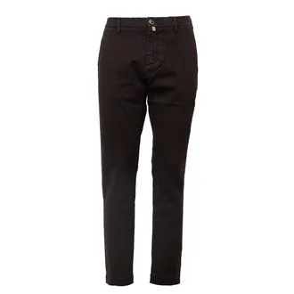 Jacob Cohen Regular Fit Gray Pants with Woven Leather Patch