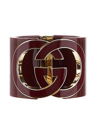 Gucci interlocking-G cut-out bangle - women - Brass - L - Red