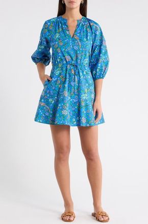 Sugarlips Dabria Split Neck Minidress in Blue-Greens at Nordstrom, Size X-Large