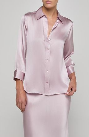 L'agence Dani Silk Charmeuse Blouse in Icy Lilac at Nordstrom, Size Xx-Small