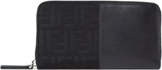 Fendi FF Jacquard Zip Around - Heren - Portefeuilles - Zwart - ONE Size - Leer - Accessoires