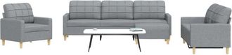 vidaXL Vidaxl - Juego De Sof&aacute;s Con Reposapi&eacute;s 4 Piezas Tela Gris Claro