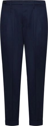 Michael Coal Blauwe Slim-Fit Pantalon met Dubbele Plooi - Heren - Nette broeken - Blauw - W31 - Wol - Broeken
