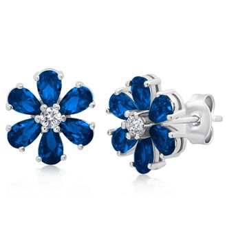 MAX + STONE Sterling Silver Gemstone Flower Stud Earrings