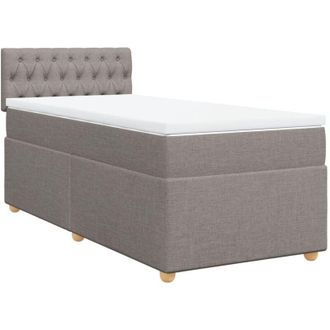vidaXL Cama Box Spring Con Colch&oacute;n Tela Gris Taupe 90x200 Cm Vidaxl