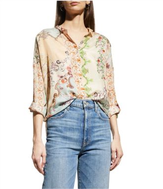 Johnny Was Downtown Seline Button Down Top In Multi
