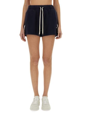 Autry Blue Cotton Solid Shorts
