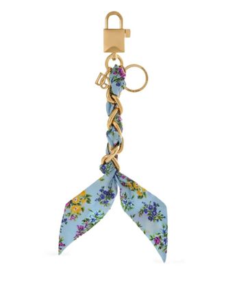 Dolce & Gabbana floral-print chain keyring - Blauw