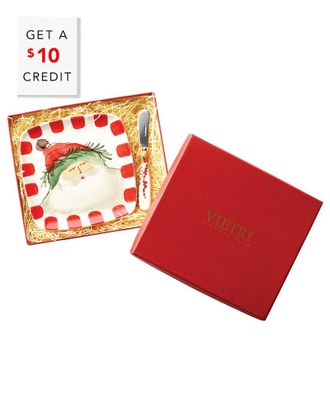 Vietri Vietri Old St. Nick 2Pc Square Plate With Spreader With $12 Credit