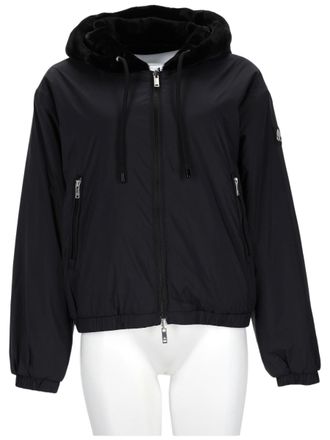 Moose Knuckles Black Faux Fur Hooded Recycled Polyester Jacket