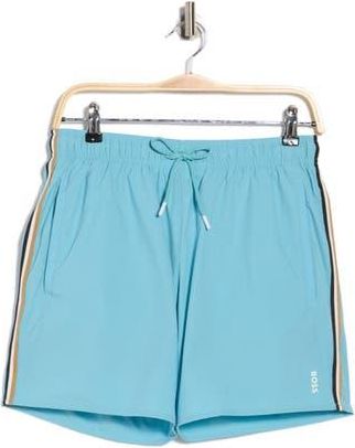 BOSS Iconic Drawstring Waist Swim Trunks in Light/Pastel Blue at Nordstrom Rack, Size Xx-Large