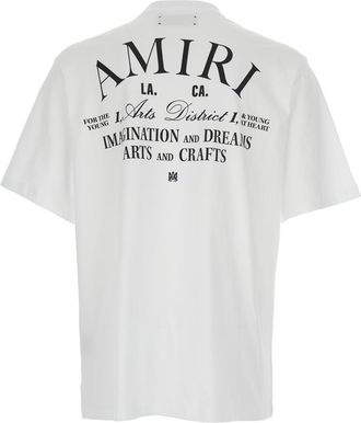 Amiri White Crewneck T-Shirt With Logo Lettering On Front And Rear In Cotton Man