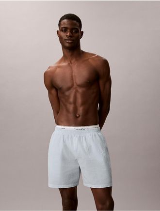 Calvin Klein Mens Seersucker Sleep Shorts - Blue - XL