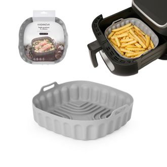 KASANOVA Teglia 22x22 cm silicone per friggitrice ad aria grigia