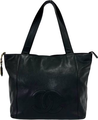 Chanel Black Grained Calfskin Tote Bag (Pre-Owned)