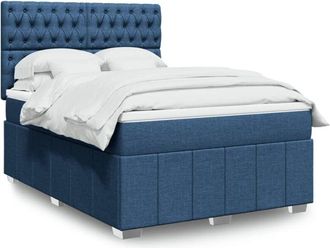vidaXL Vidaxl - Cama Box Spring Con Colch&oacute;n Tela Azul 140x200 Cm
