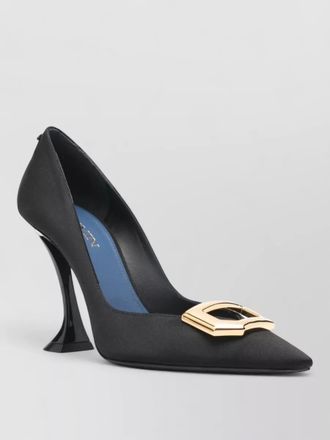 Lanvin pumps sculpted heel pointed toe gold tone buckle