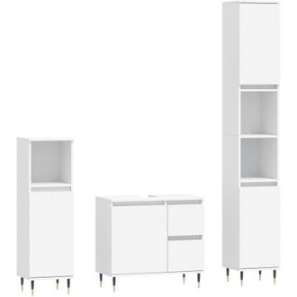 vidaXL Juego De Muebles De Ba&ntilde;o 3 Pzas Madera Contrachapada Blanco Vidaxl