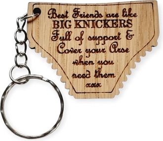 Generic Best Friend Keyring Funny Knickers Fob Friends Birthday Gift Wooden Key Chain (Oak)