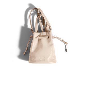 Miu Miu Shiny Leather Mini-bag, Woman, Travertine Stone