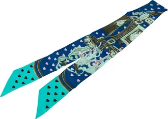 Herm&egrave;s Pre-owned Womens Brides De Gala Love Silk Twilly Scarf - Medium Blue - One Size