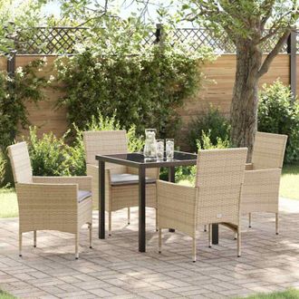 vidaXL Conjunto De Comedor De Jard&iacute;n Con Coj&iacute;n 5 Pcs Beige Polirat&aacute;n Vidaxl