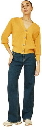 Yumi Knitted Stitch Detail Cardigan in Mustard at Nordstrom, Size Large