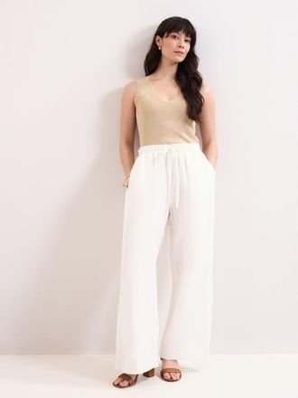 Phase Eight Rowan Wide Leg Linen Trousers in White at Nordstrom, Size 10