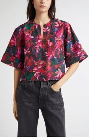 Ulla Johnson Suri Floral Cotton Top in Hibiscus at Nordstrom Rack, Size 10