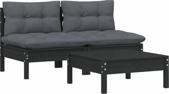 vidaXL Muebles De Jard&iacute;n 3 Pzas Con Cojines Antracita Madera De Pino Vidaxl