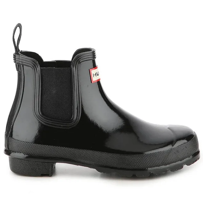 Original Chelsea Gloss Rubber Womens Ankle Boots - Black Black - Size:UK 7