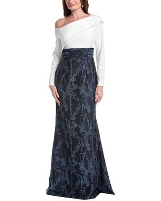 Rene Ruiz Asymmetric Off-Shoulder Knit Top Gown