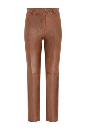 Infinity Leather Womens Tan Lamb Leather 501 Biker Jeans - Ankara