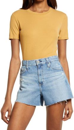 AG - Adriano Goldschmied Womens Gray Boy Ribbed T-Shirt in Mocha Cream at Nordstrom, Size Large