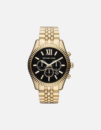 Michael Kors Mens Michael Kors MK8286 Black Dial Lexington Gold Mens Watch