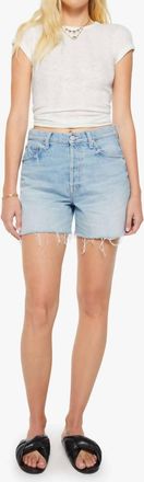 Mother Extra Mile Cutoff Denim Shorts In Head Rush