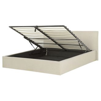 Beliani Beliani - Cama Tapizada En Tela Beige 160 X 200 Cm Con Almacenaje Aspecto Minimalista Orbey