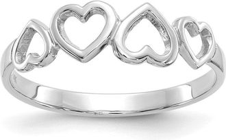 Diamond2Deal 14K White Gold Heart Ring