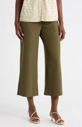 Max Studio Crop Wide Leg Pants in Olive-Olive at Nordstrom Rack, Size X-Small