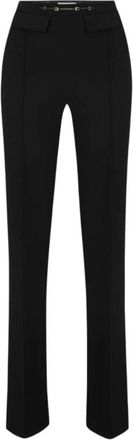 Elisabetta Franchi Palazzo Broek met Logo Klem - Dames - Slim Fit Broeken - Zwart - L - Polyester - Broeken