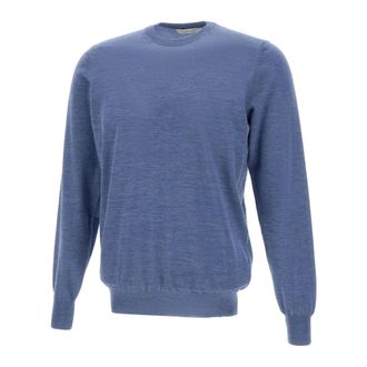 FILIPPO DE LAURENTIIS Round-neck Knitwear, male, Blue, 2XL, Superfine Wool 120s Jumper