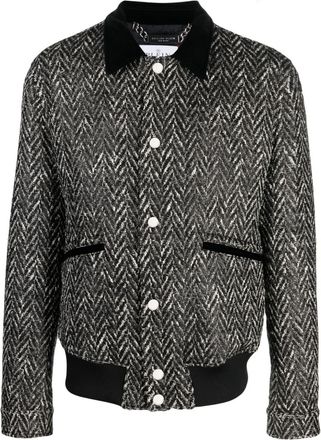 Philipp Plein herringbone-pattern wool bomber jacket - men - Acrylic/Cotton/Polyester/Polyurethane/Polyamide/Wool/Viscose/Acetate/Cotton - 50