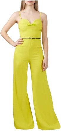Elisabetta Franchi Cedar Palazzo Jumpsuit met Riem - Dames - Jumpsuits - Geel - M - Polyester - Jumpsuits & Playsuits