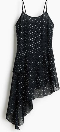 H&M Asymmetrisches Chiffonkleid - Schwarz