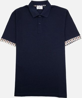 Aquascutum Mens Aquascutum Supima Club Check Sleeves Polo Navy - Size: 36
